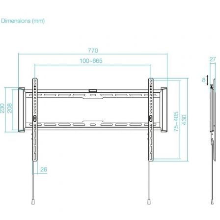 Tooq Soporte Fijo de Pared LP1083F-B para Pantallas de 37-80 Pulgadas, Negro
